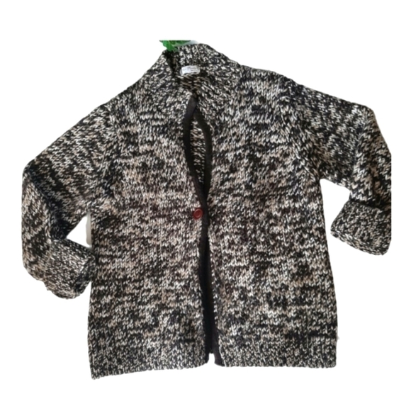 LISA PAOLIERI Designer deep brown marled cardigan Wool blend. Chunky Sz M - Picture 7 of 8
